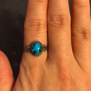 Dainty sterling silver turquoise ring